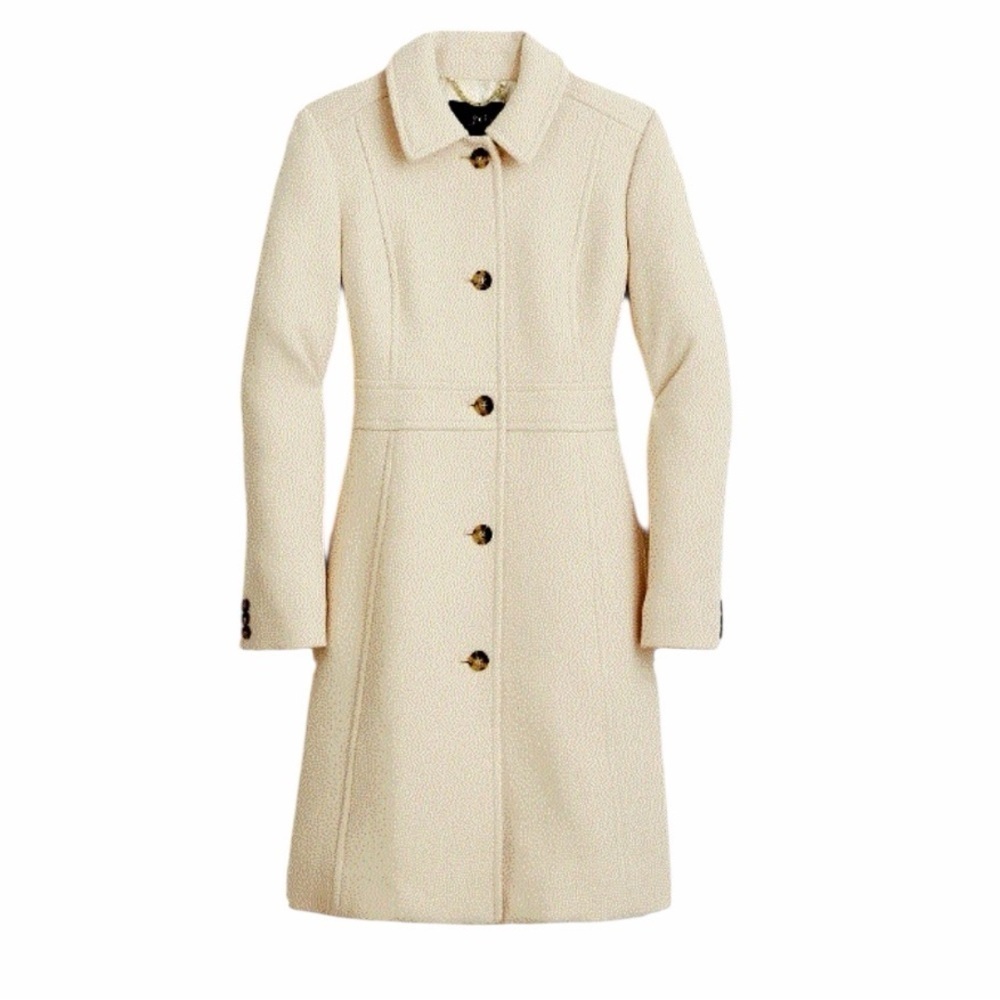 J CREW Italian Double Cloth Wool Lady Day Coat in Vanilla Size 2